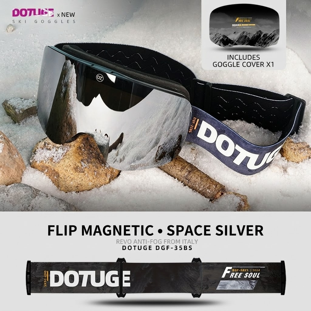 DOTUGE Magnetic Flip-Up Ski Goggles with Dual Frame Design — image 1