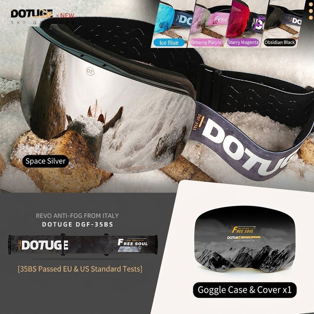 DOTUGE Magnetic Flip-Up Ski Goggles with Dual Frame Design view 7