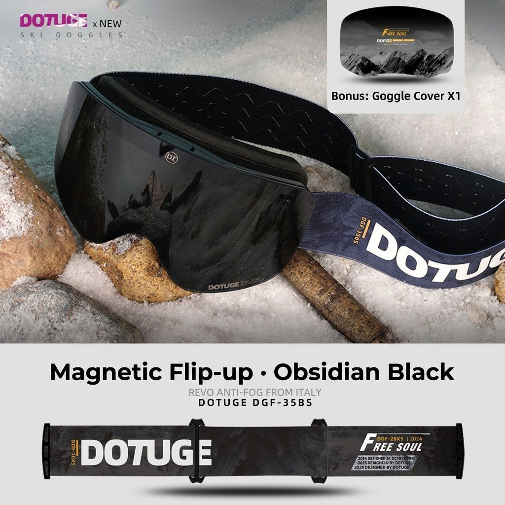 DOTUGE Magnetic Flip-Up Ski Goggles with Dual Frame Design view 8