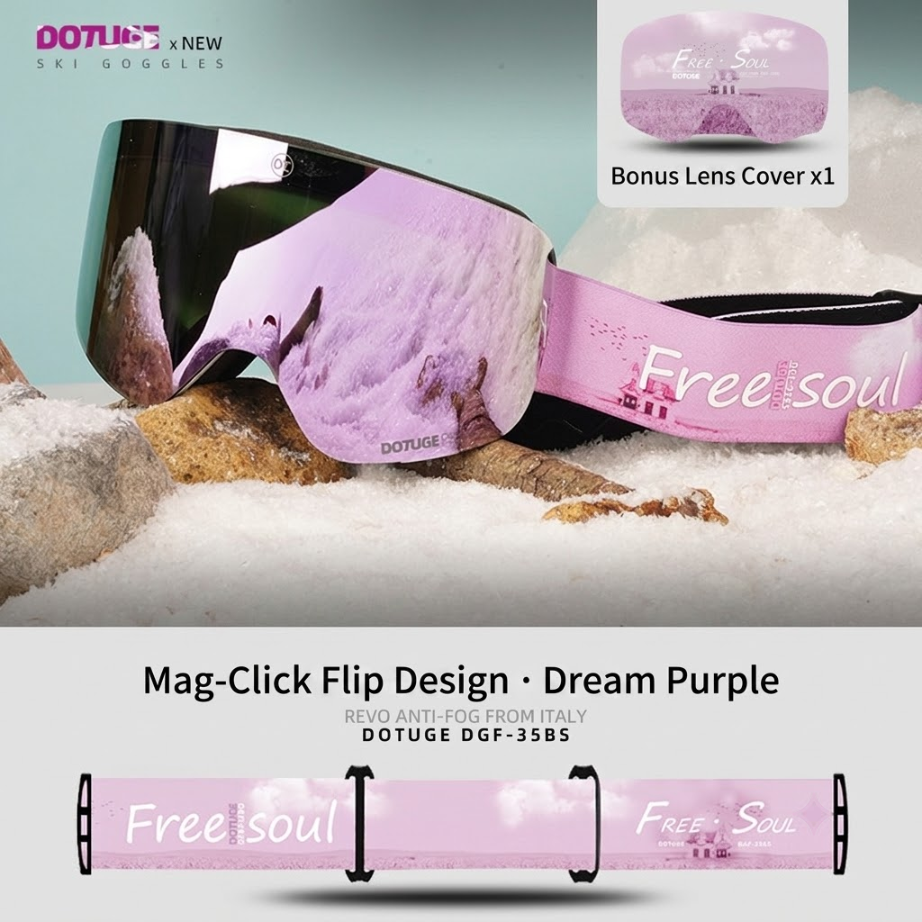 DOTUGE Magnetic Flip-Up Ski Goggles with Dual Frame Design view 10