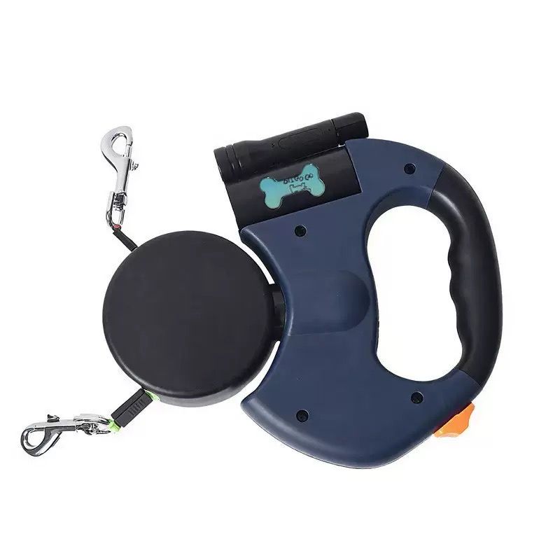 Dual-Head Retractable Dog Leash with Bright LED Flashlight and Built-in Waste — image 1