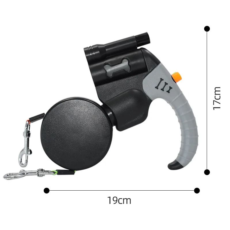 Dual-Head Retractable Dog Leash with Bright LED Flashlight and Built-in Waste view 10