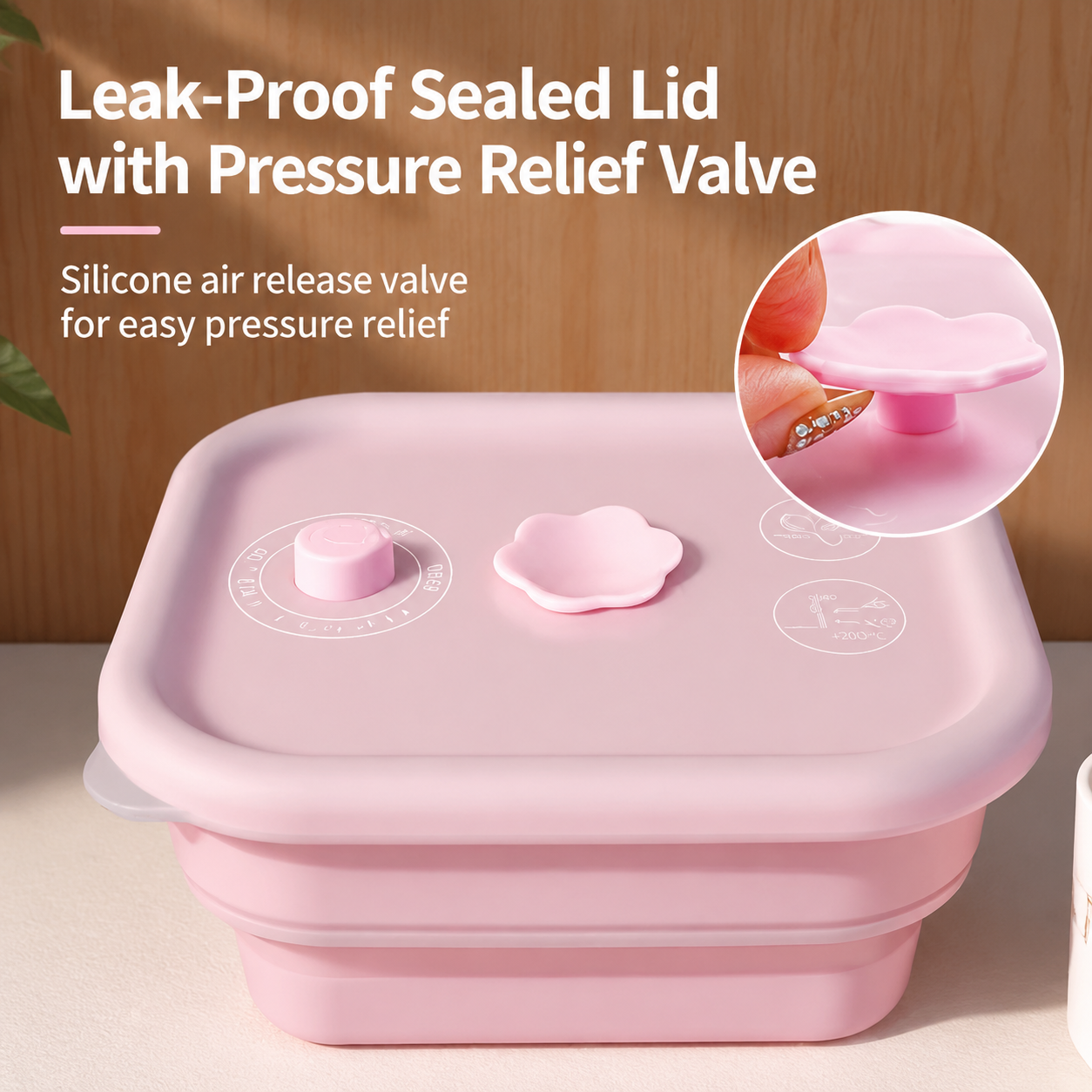 Collapsible Food-Grade Silicone Storage Container with Leakproof Lid view 4