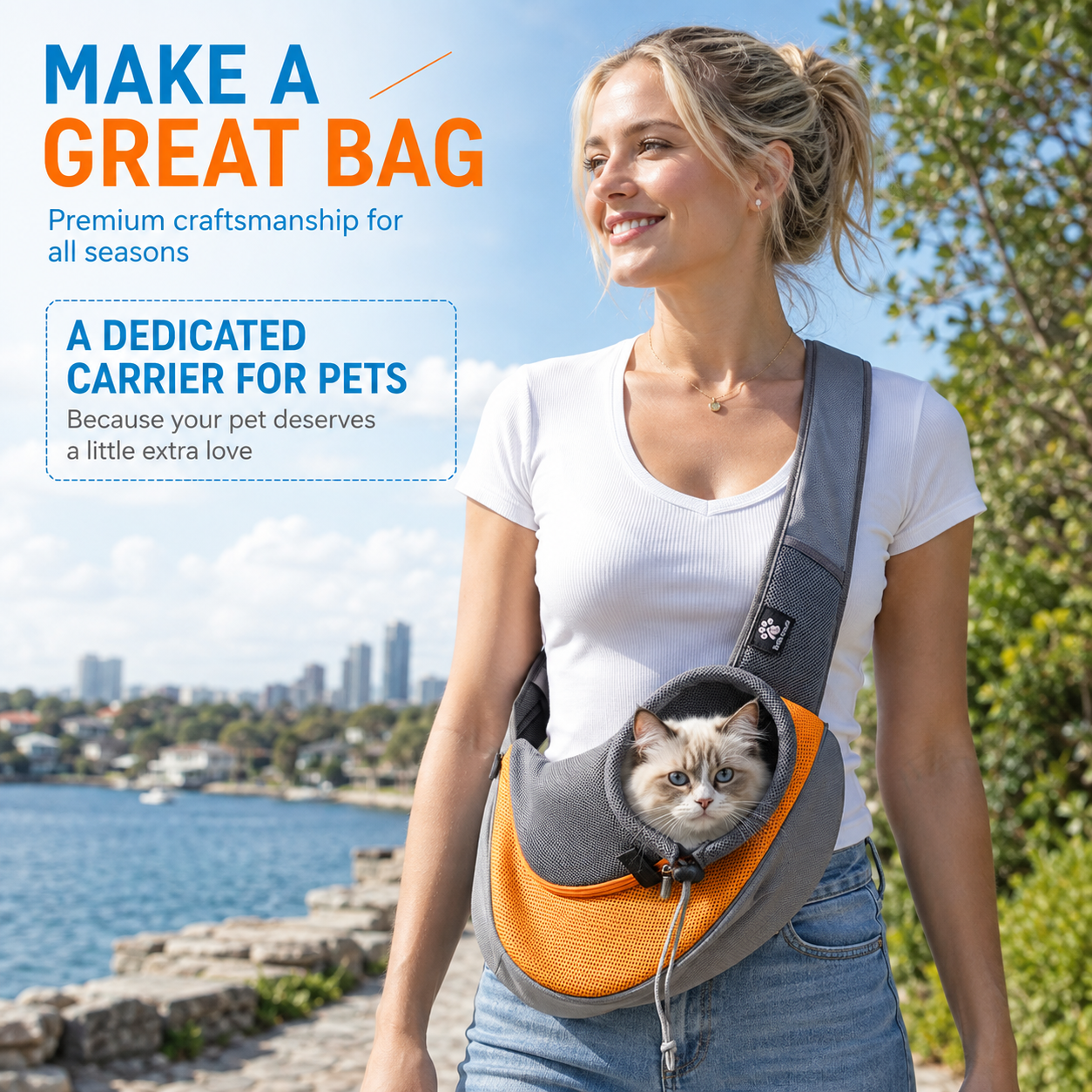 Sling Pet Carrier Bag for Small Cats and Dogs view 6
