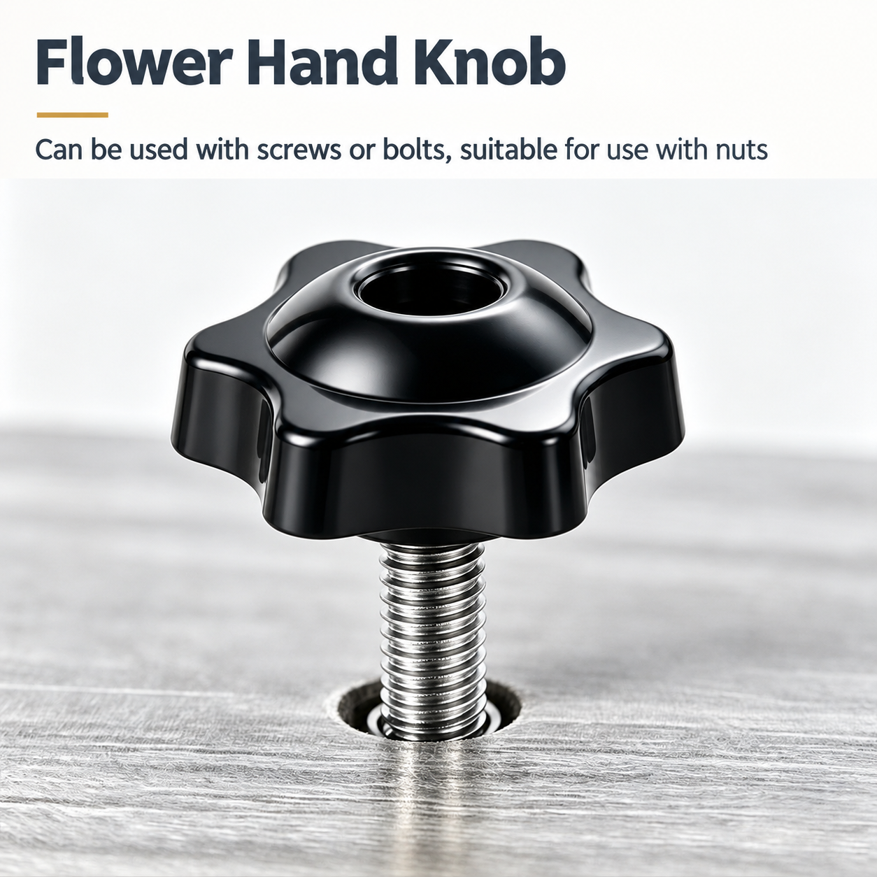 Six-Lobe Star Through-Hole Hand Knob Tightening Fastener with Brass Internal view 5