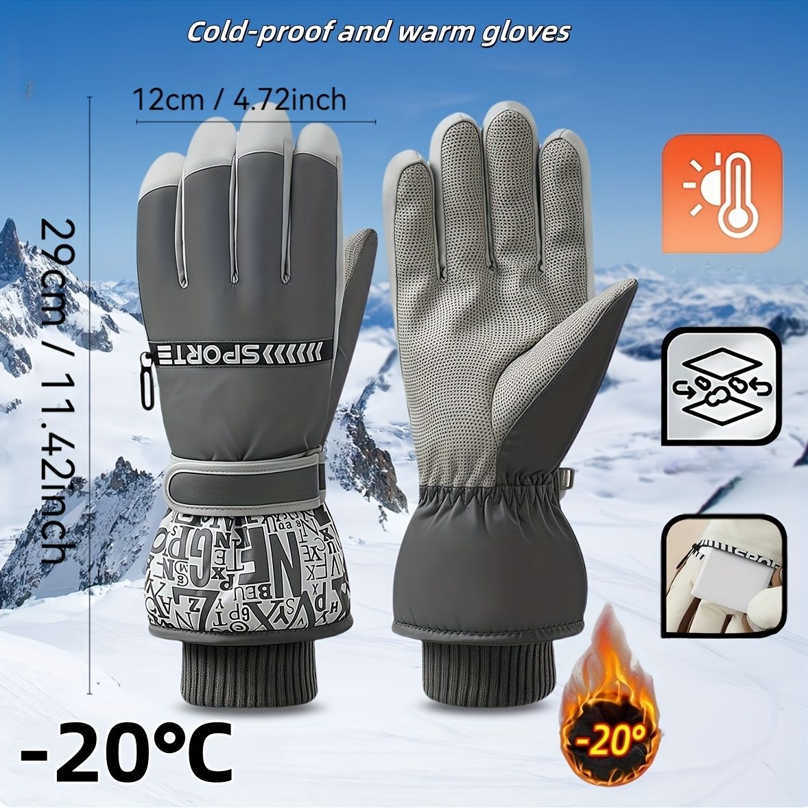 Winter Snow Ski Gloves with Touchscreen Compatibility view 9