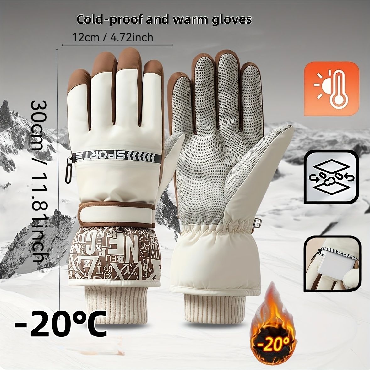 Winter Snow Ski Gloves with Touchscreen Compatibility view 2