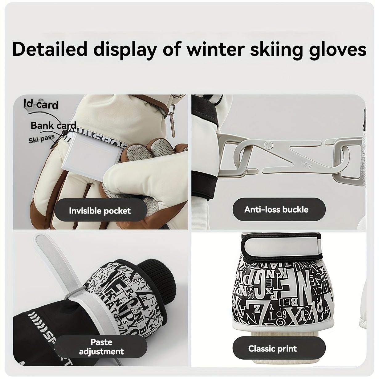 Winter Snow Ski Gloves with Touchscreen Compatibility view 3