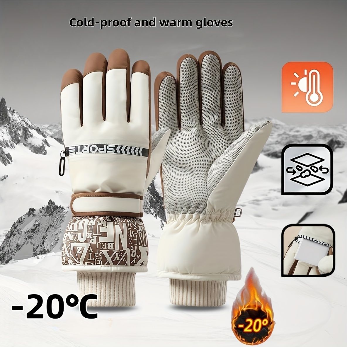 Winter Snow Ski Gloves with Touchscreen Compatibility view 8