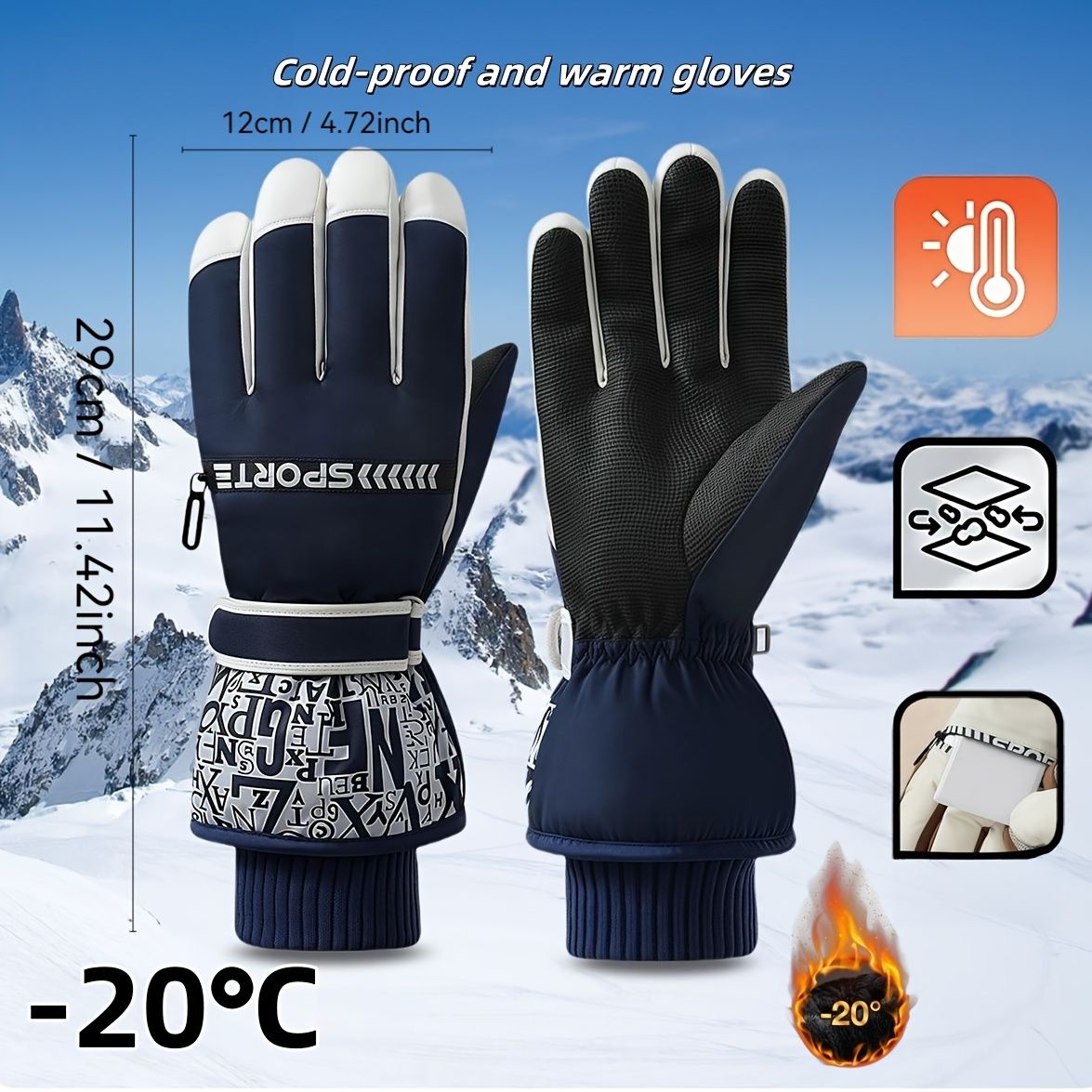 Winter Snow Ski Gloves with Touchscreen Compatibility view 10