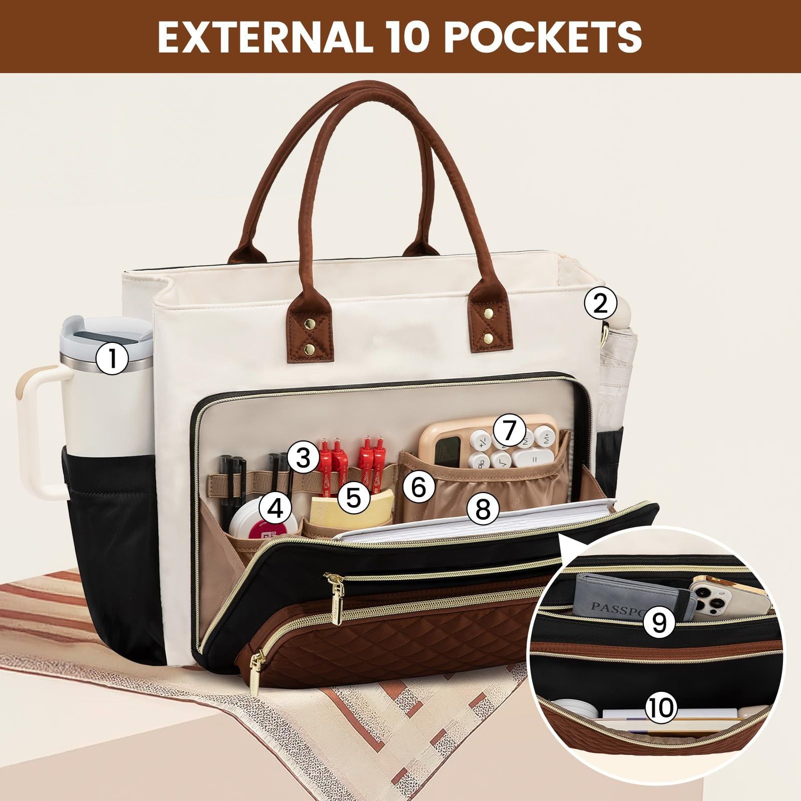 Large Capacity Tote Bag for Work view 6