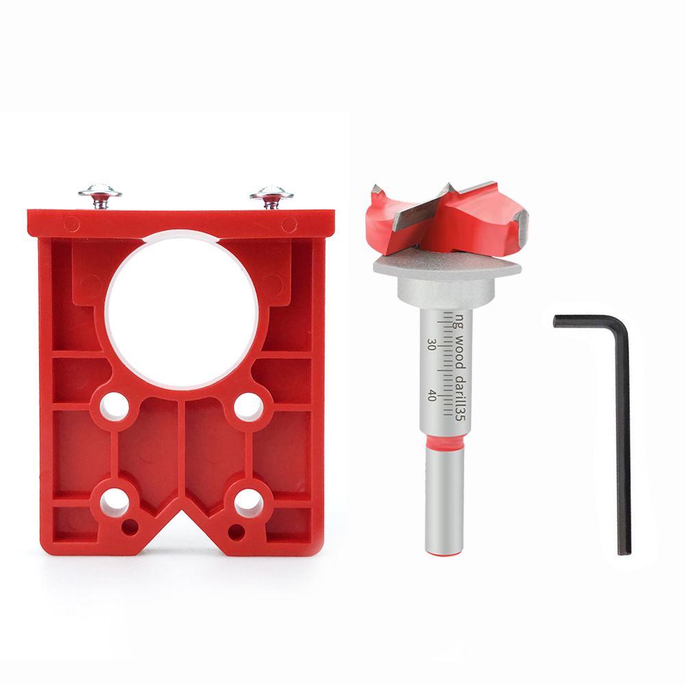 Hinge Hole Locator Kit with 35mm Forstner Bit and Hex Wrench for Cabinet Door