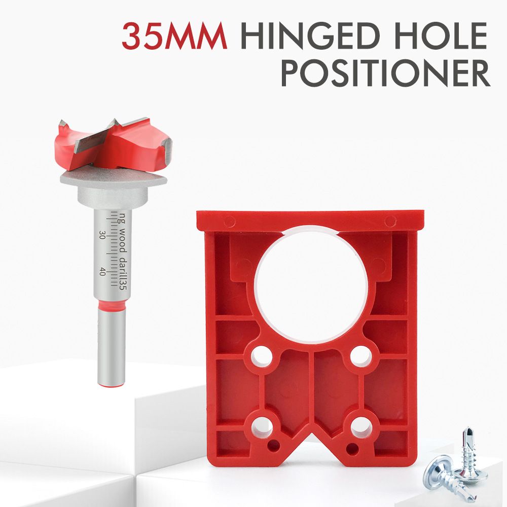 Hinge Hole Locator Kit with 35mm Forstner Bit and Hex Wrench for Cabinet Door view 2