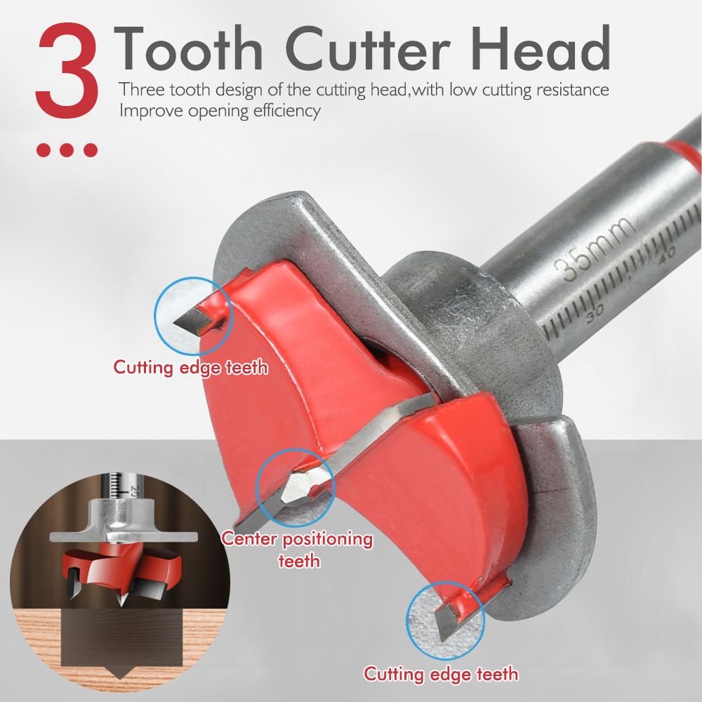 Hinge Hole Locator Kit with 35mm Forstner Bit and Hex Wrench for Cabinet Door view 6