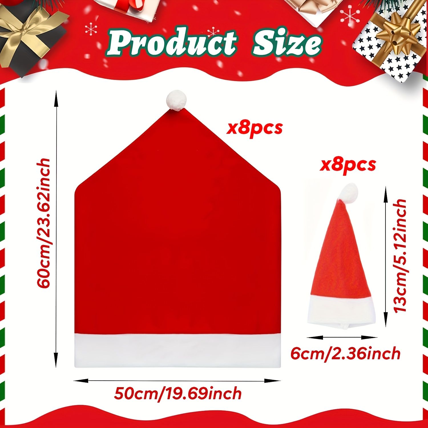 Christmas Decoration 16-Piece Set: Festive Chair Covers and Mini Santa Hat view 2