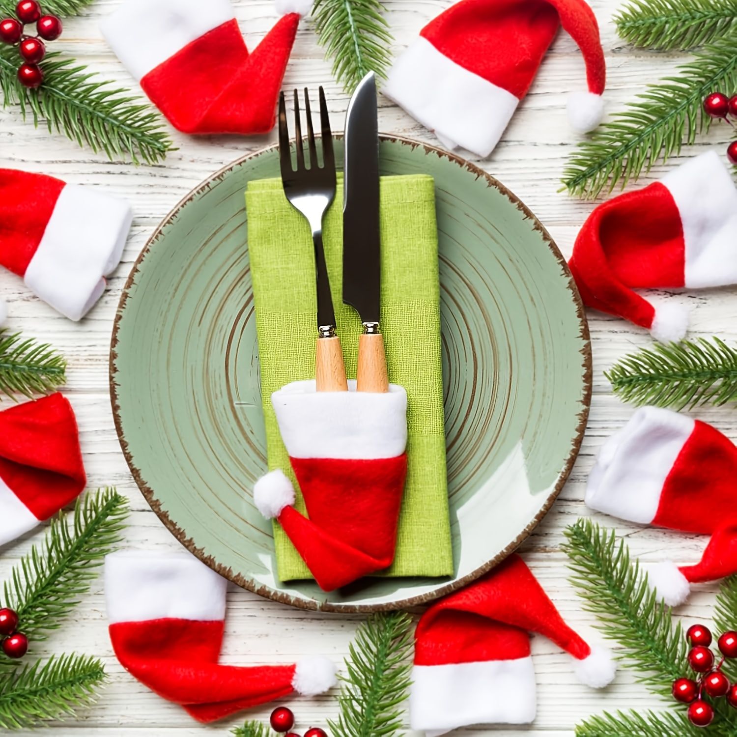 Christmas Decoration 16-Piece Set: Festive Chair Covers and Mini Santa Hat view 6