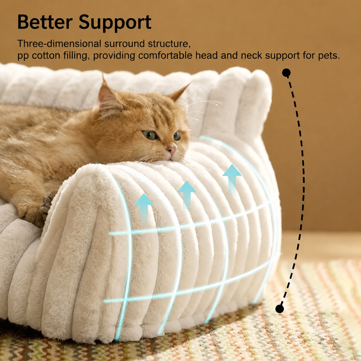 Luxurious Faux Rabbit Fur Plush Pet Sofa Bed with Bolster Sides view 5