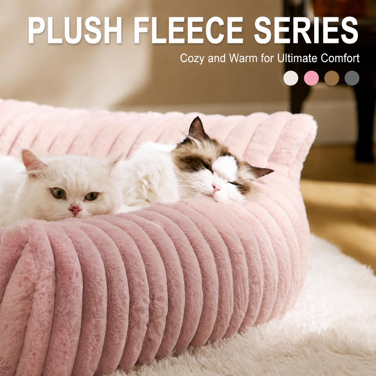Luxurious Faux Rabbit Fur Plush Pet Sofa Bed with Bolster Sides view 3