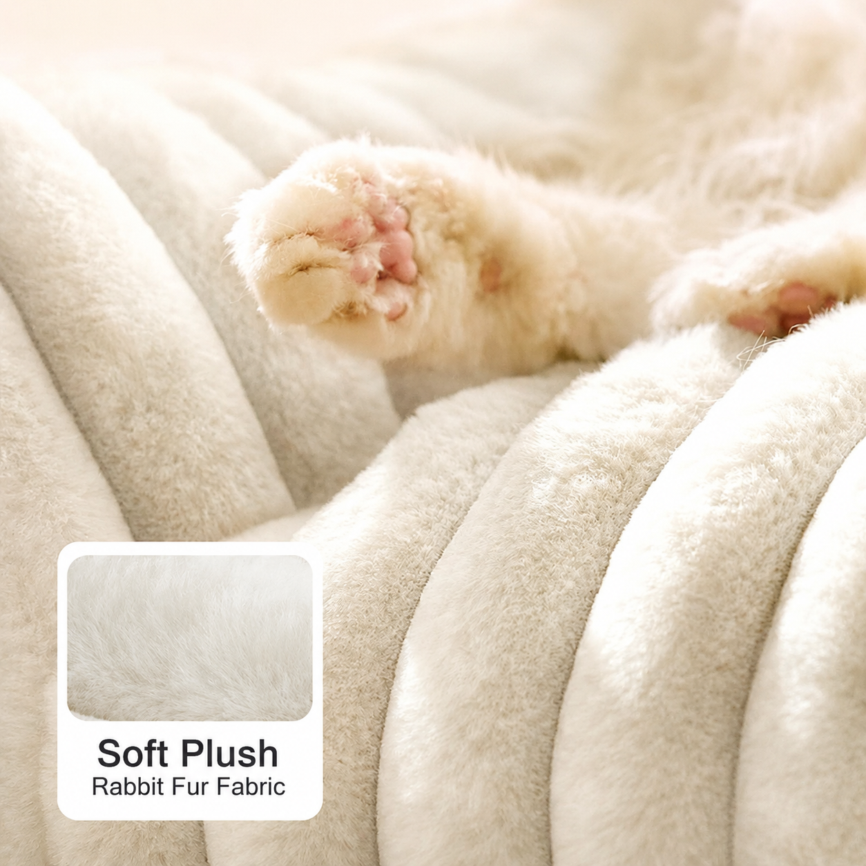 Luxurious Faux Rabbit Fur Plush Pet Sofa Bed with Bolster Sides view 5