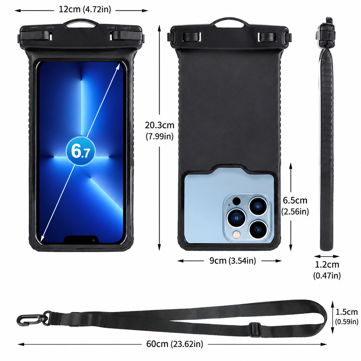 Waterproof Phone Pouch IPX8 Floating Dry Bag with Lanyard view 2