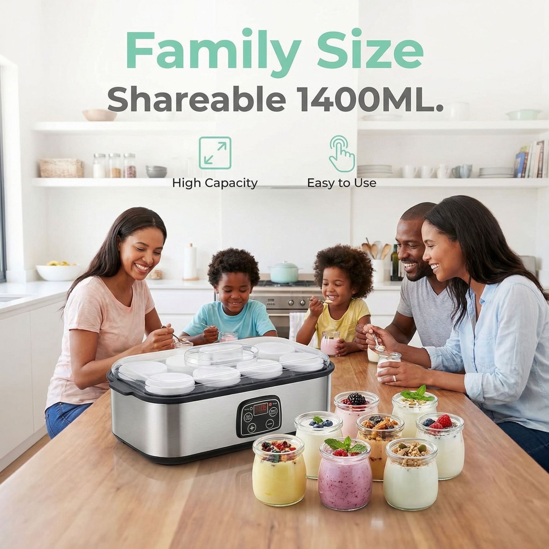 Stainless Steel Home Yogurt Maker with 8 Glass Jars view 6