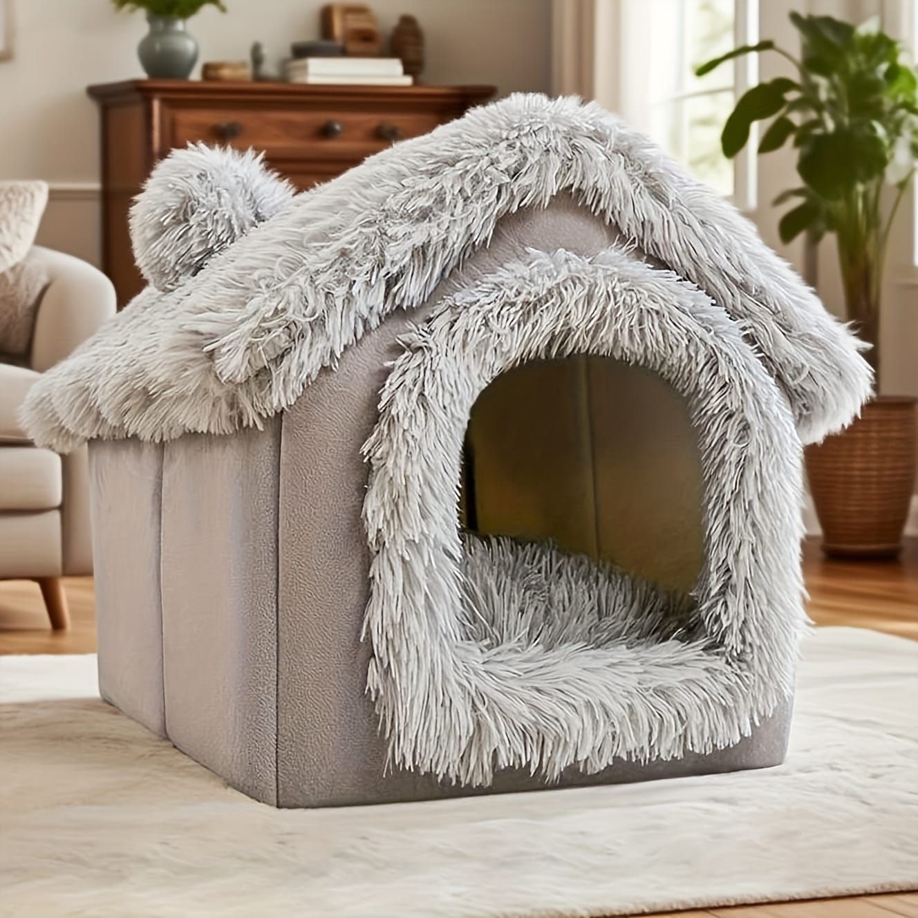Plush Pet House with Detachable Cushion – Cozy view 12