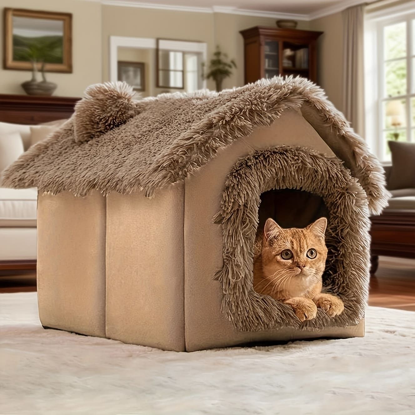 Plush Pet House with Detachable Cushion – Cozy view 7