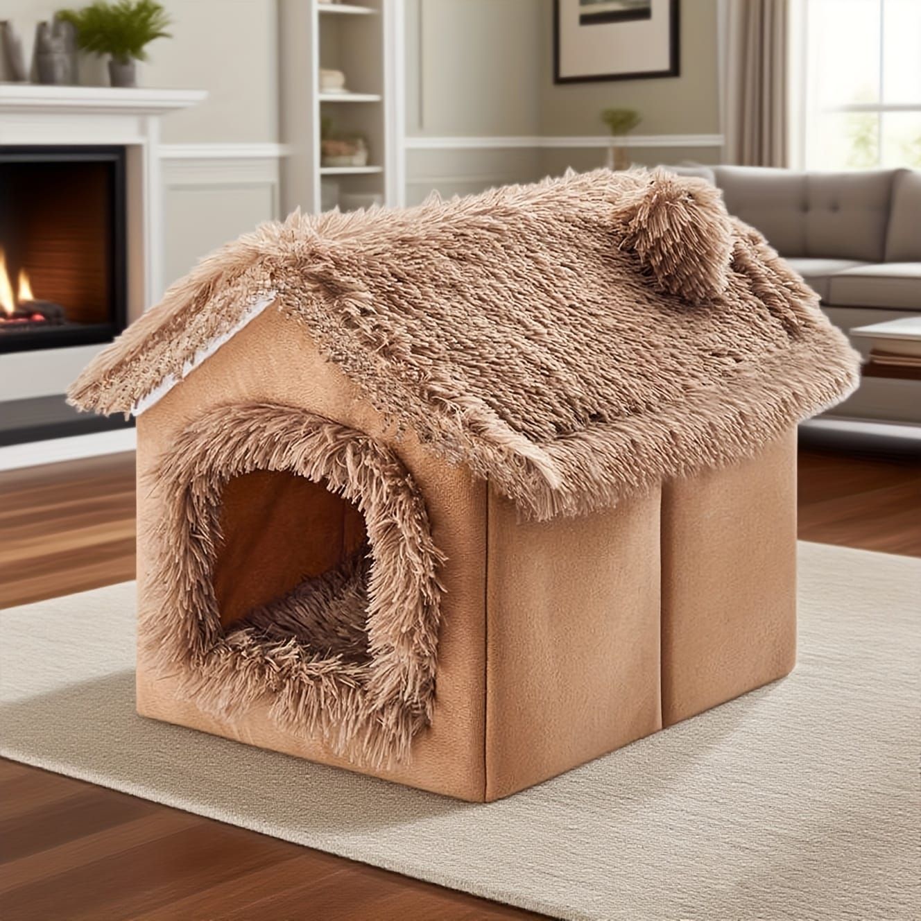 Plush Pet House with Detachable Cushion – Cozy view 8