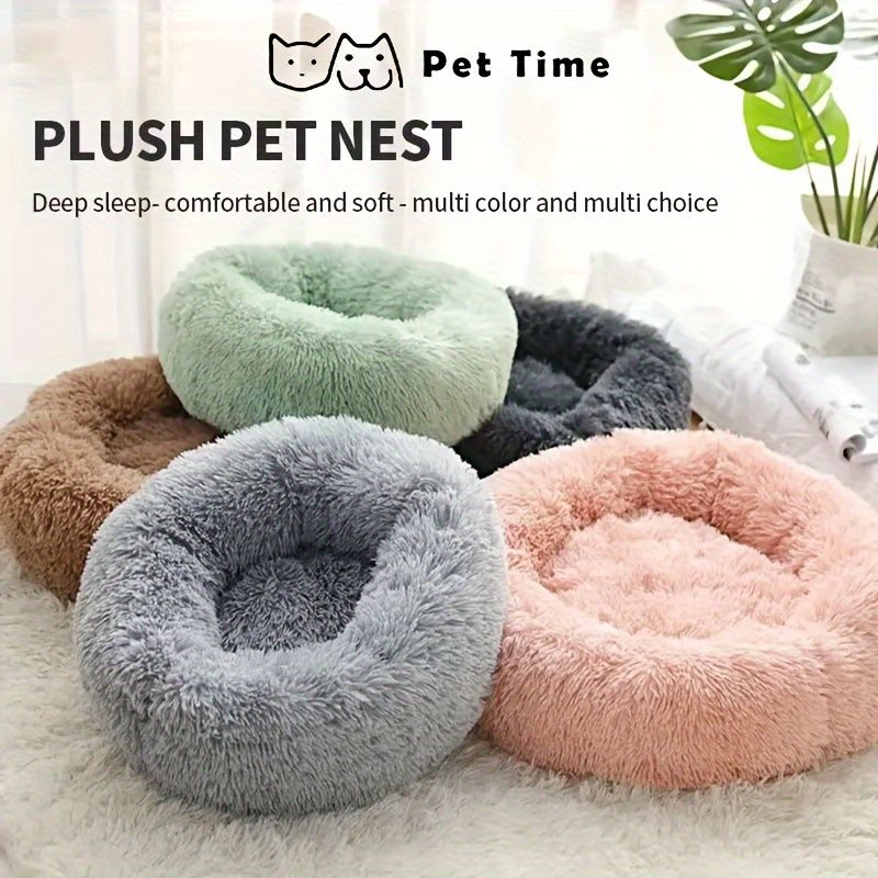 Plush Pet Nest Soft Donut Cat Bed – Cozy Round Couch for Cats and Small Dogs view 5