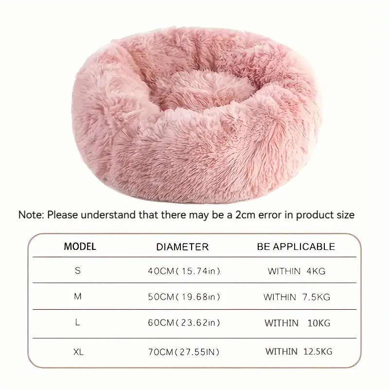 Plush Pet Nest Soft Donut Cat Bed – Cozy Round Couch for Cats and Small Dogs view 7