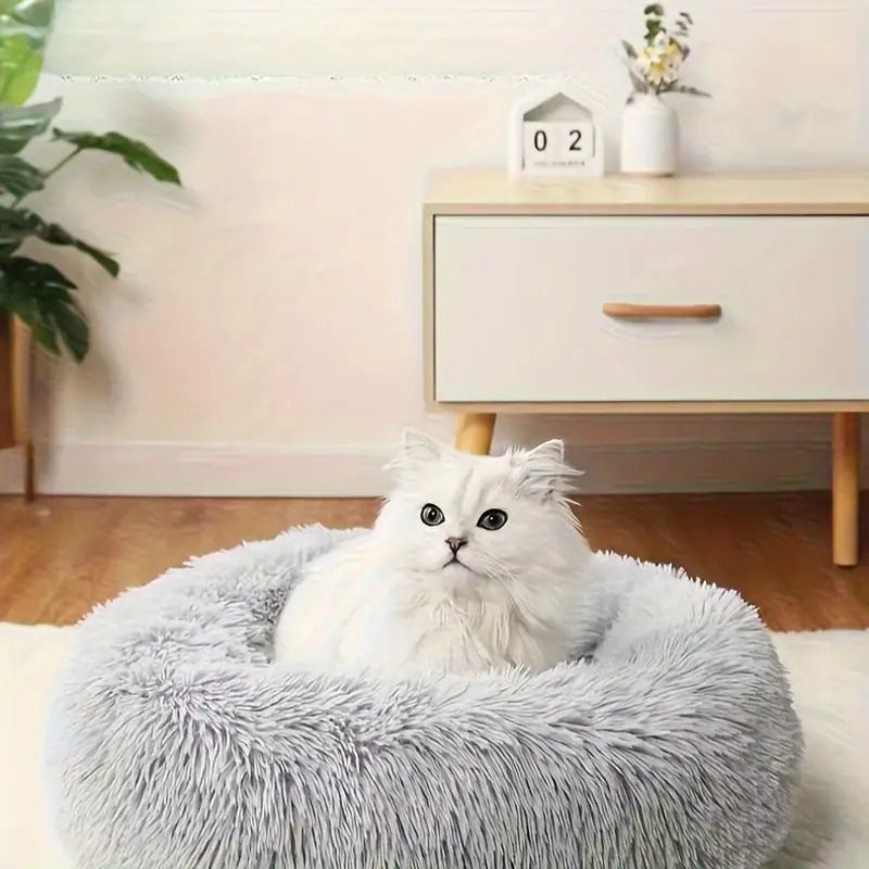 Plush Pet Nest Soft Donut Cat Bed – Cozy Round Couch for Cats and Small Dogs view 8