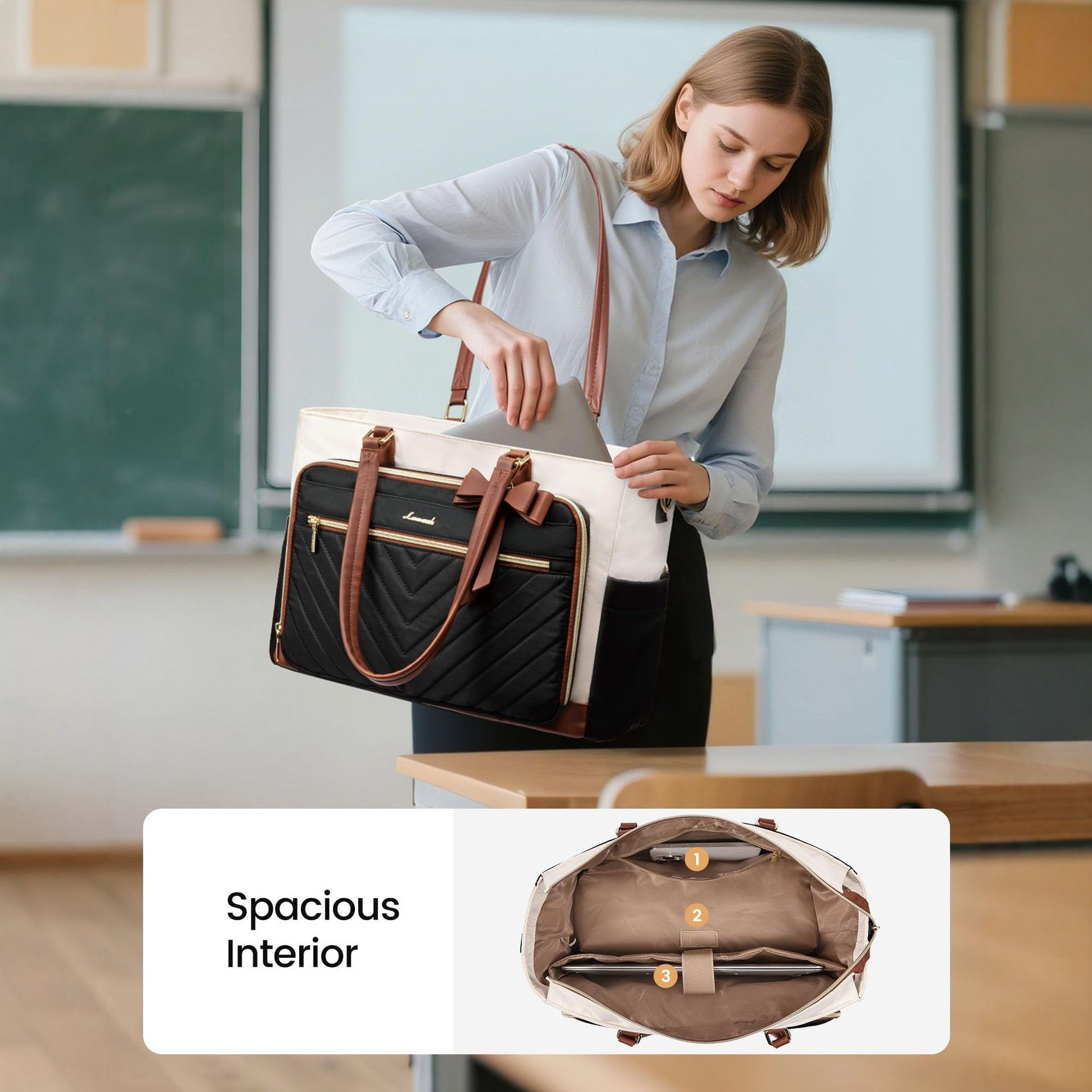 Insulated Lunch Tote Bag for Women Large Capacity Portable Cooler Handbag with view 5