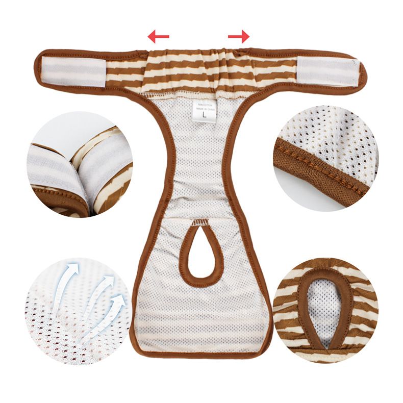 Striped Dog Physiological Pants with Adjustable Magic Tape Waistband view 3