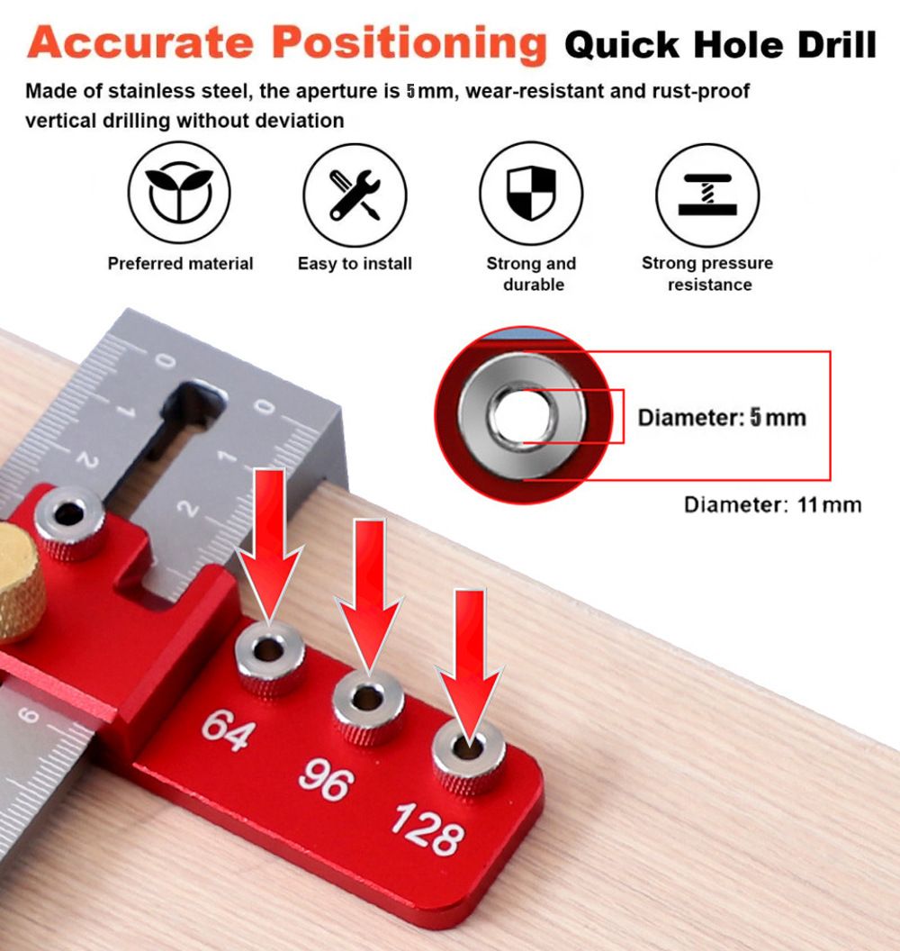 Aluminum Alloy Cabinet Handle Drilling Jig with Adjustable Cross Sliding view 7