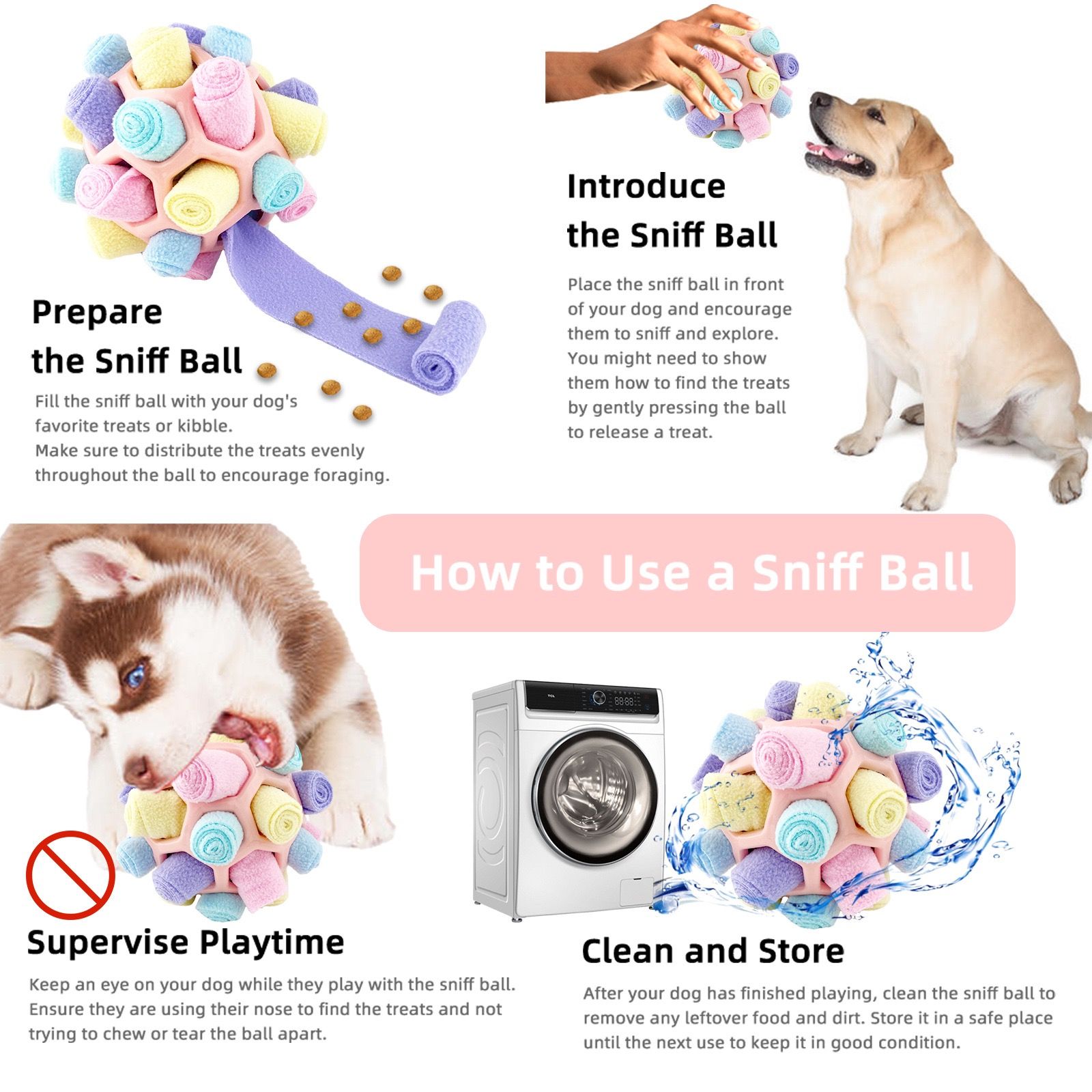 Interactive Snuffle Ball Dog Toy for Mental Stimulation and Foraging – Plush view 6