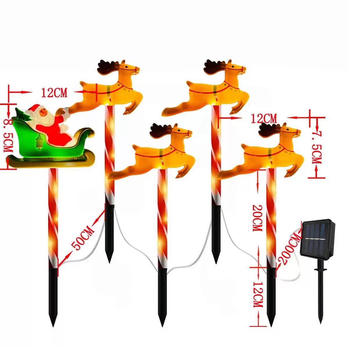 Solar-Powered Reindeer and Santa Sleigh Garden Stakes Set – 5 Festive LED view 3