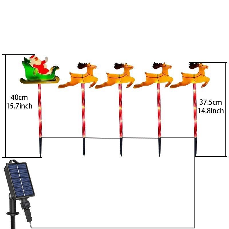 Solar-Powered Reindeer and Santa Sleigh Garden Stakes Set – 5 Festive LED view 4