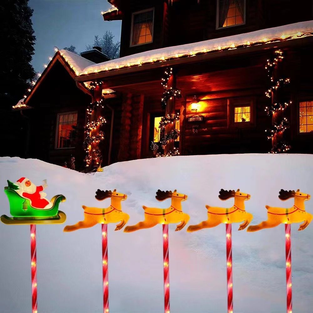 Solar-Powered Reindeer and Santa Sleigh Garden Stakes Set – 5 Festive LED view 7