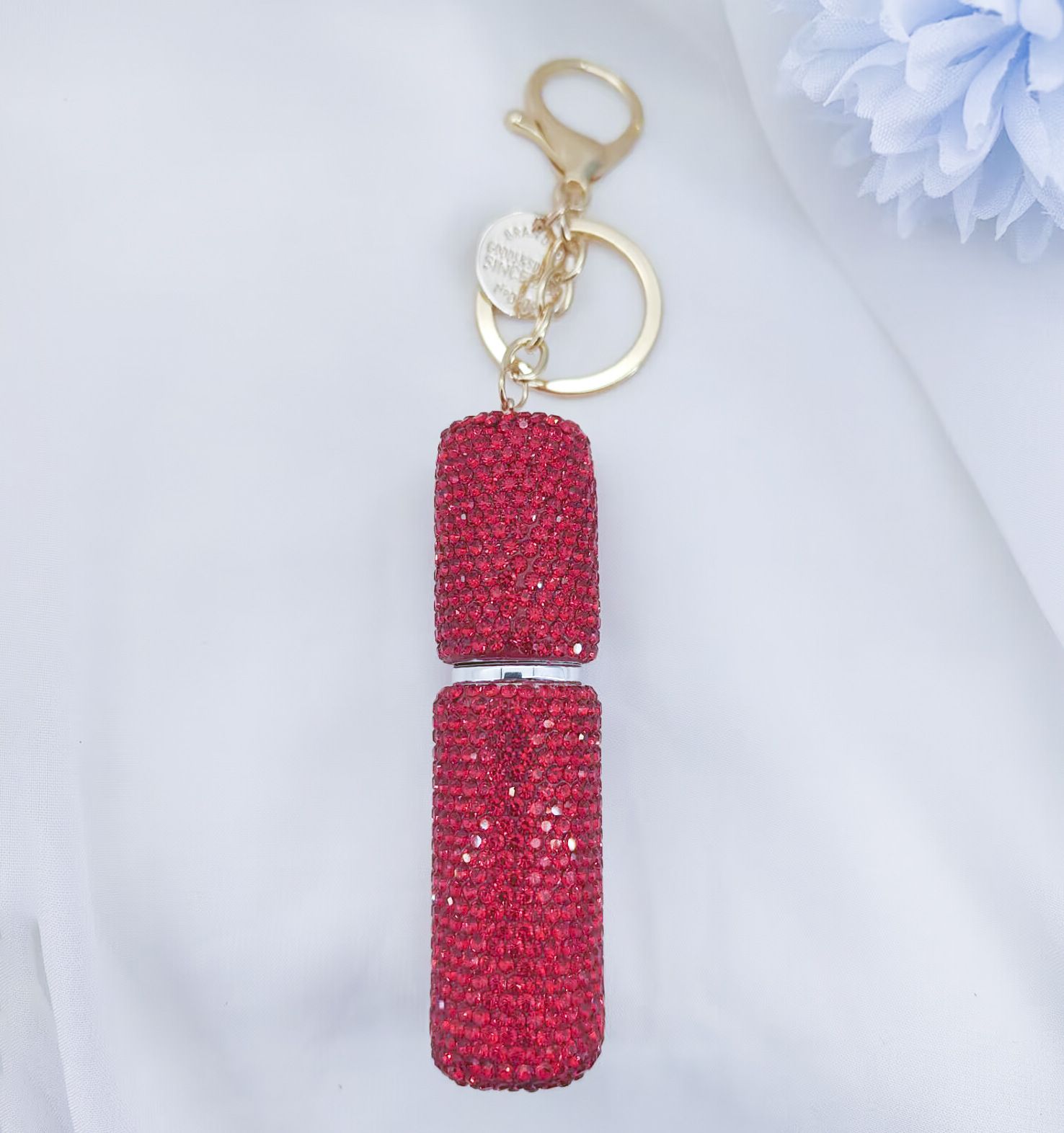 Portable Rhinestone Perfume Atomizer Keychain Refillable Spray Bottle for
