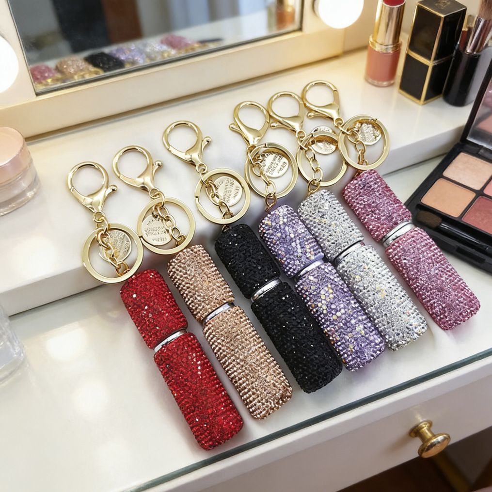 Portable Rhinestone Perfume Atomizer Keychain Refillable Spray Bottle for view 2