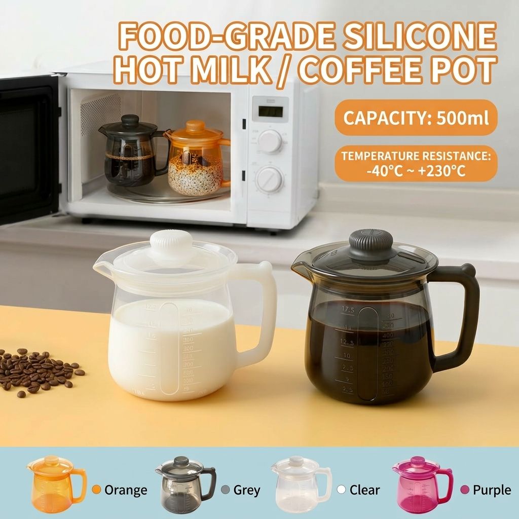 Food-Grade Silicone Multi-Purpose Milk Pitcher with Measuring Scale view 2