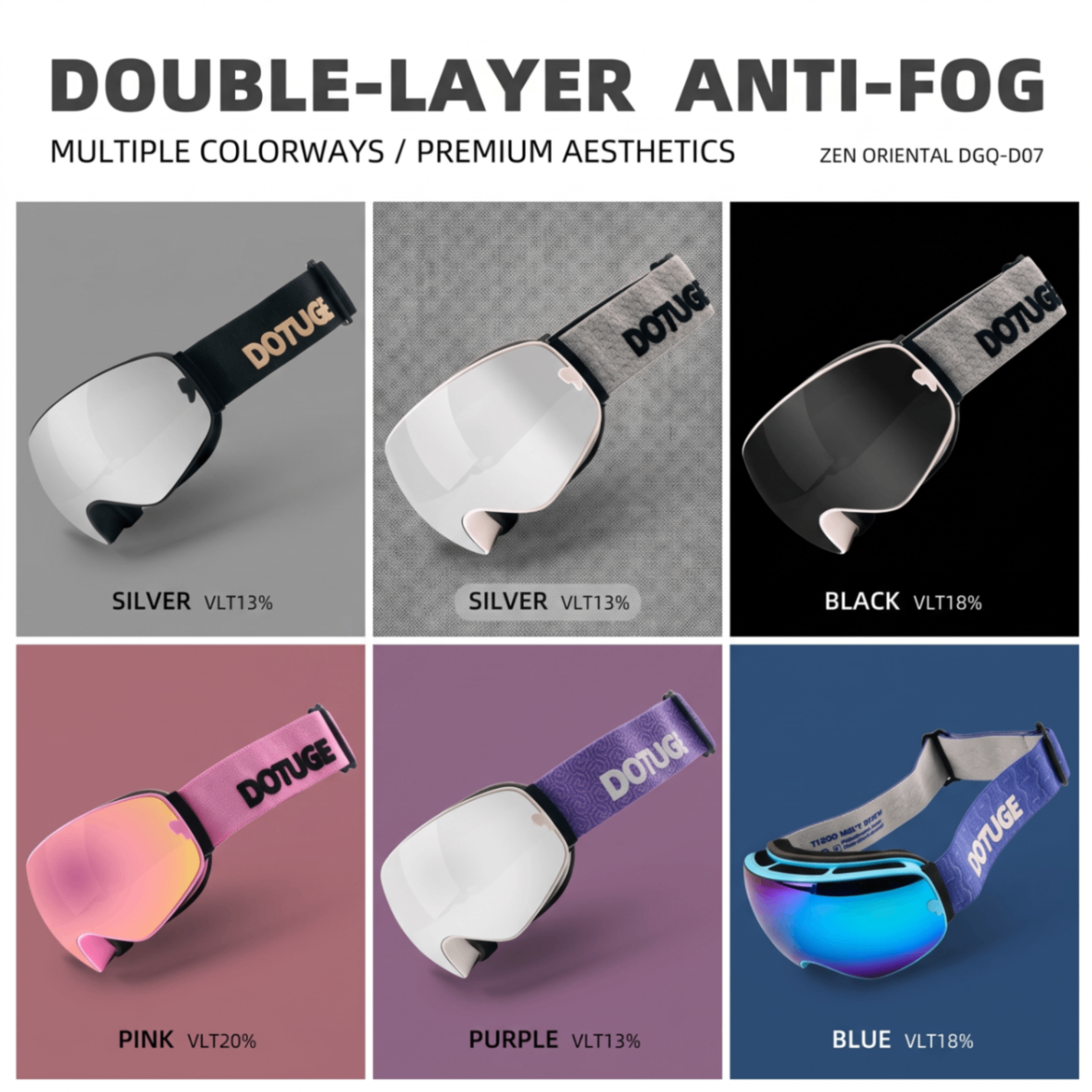 DOTUGE DGQ-D07 Magnetic Flip Ski Goggles with REVO Coated Dual-Layer Anti-Fog view 6