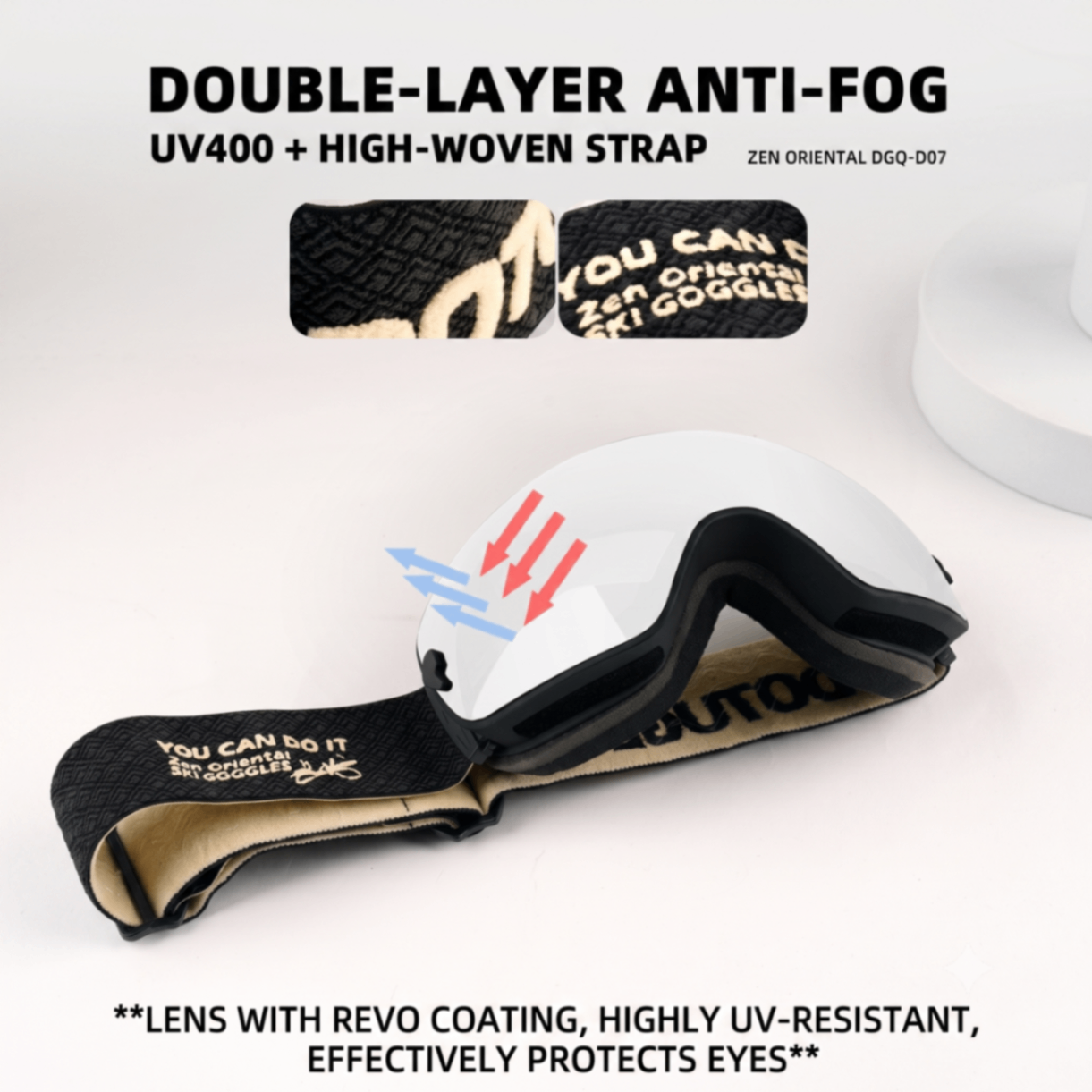 DOTUGE DGQ-D07 Magnetic Flip Ski Goggles with REVO Coated Dual-Layer Anti-Fog view 3