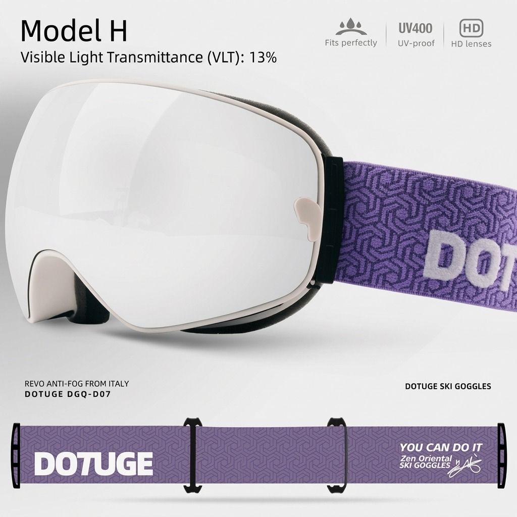 DOTUGE DGQ-D07 Magnetic Flip Ski Goggles with REVO Coated Dual-Layer Anti-Fog view 9