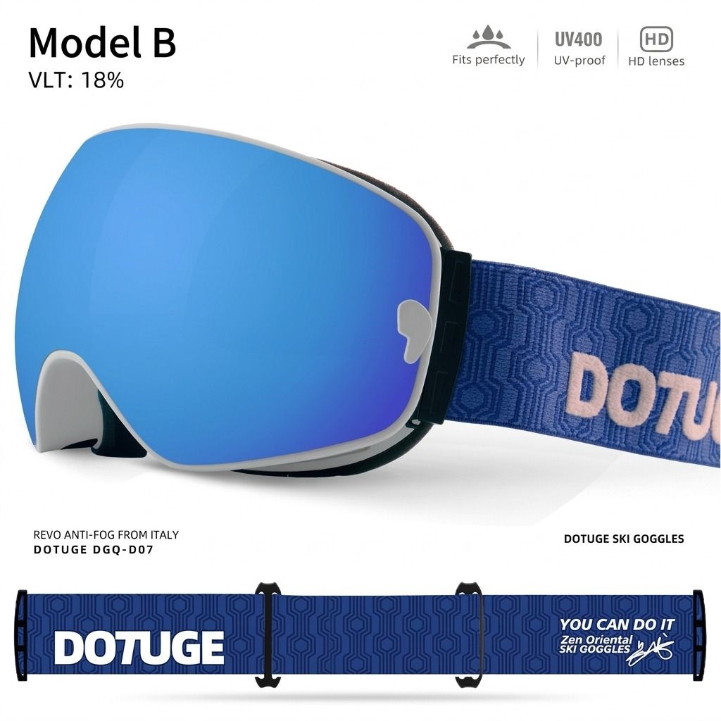 DOTUGE DGQ-D07 Magnetic Flip Ski Goggles with REVO Coated Dual-Layer Anti-Fog view 11