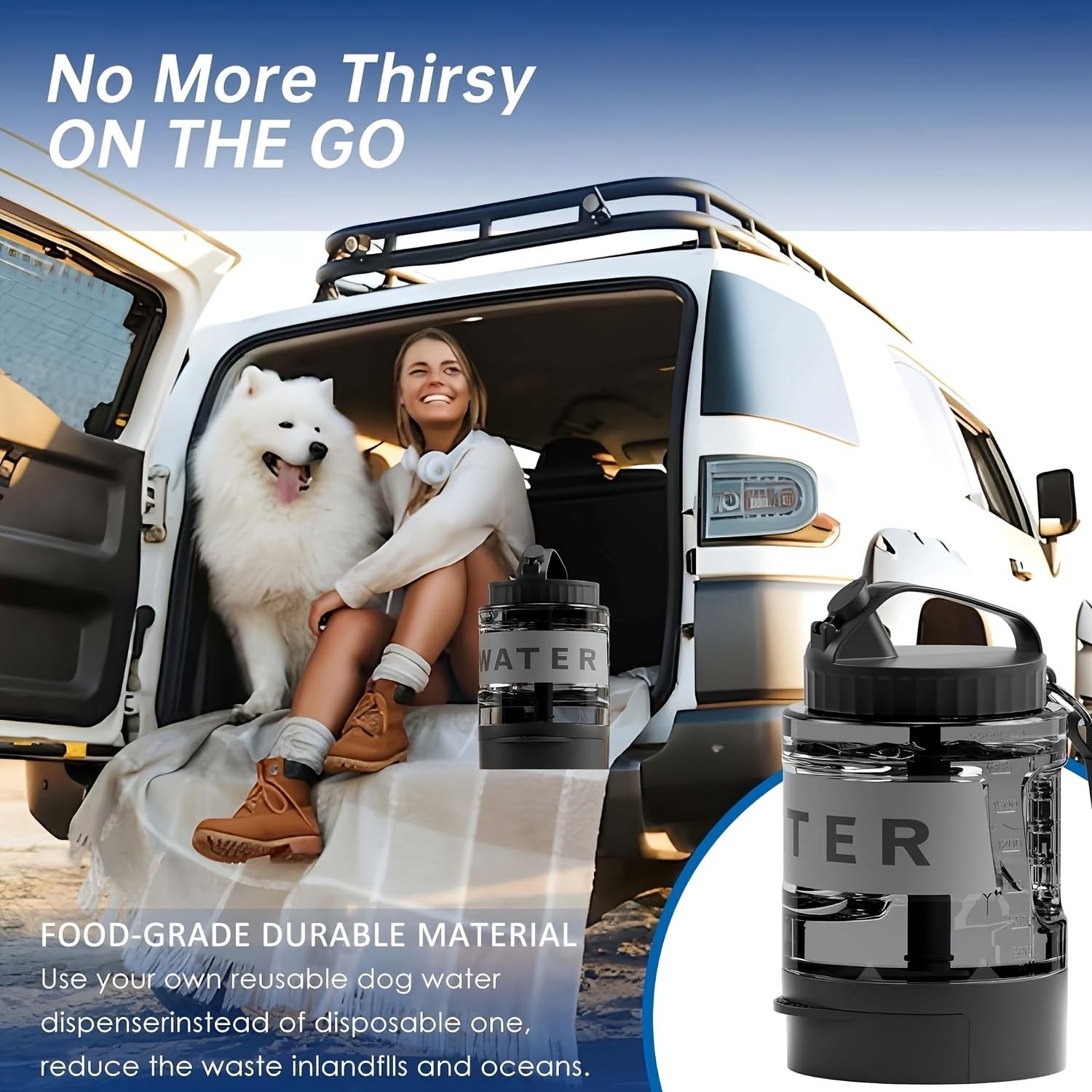 Portable Pet Water Bottle with Built-in Bowl – Leak-Proof