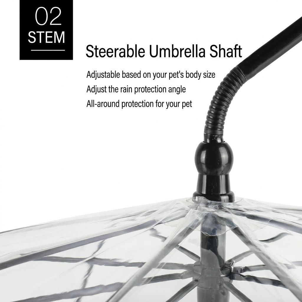 C-Handle Pet Umbrella with Leash Hook – Hands-Free Transparent Rain Protection view 6