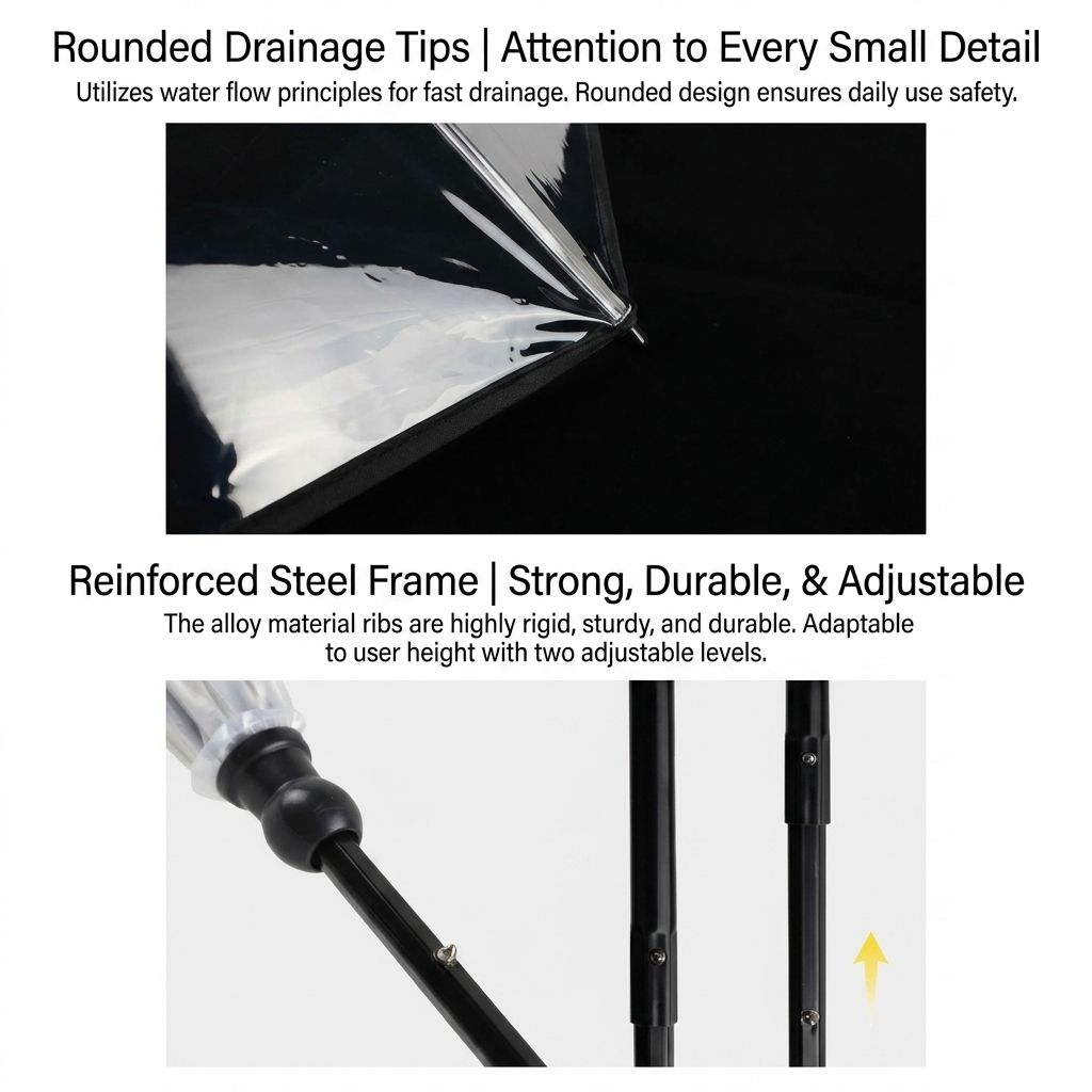 C-Handle Pet Umbrella with Leash Hook – Hands-Free Transparent Rain Protection view 9