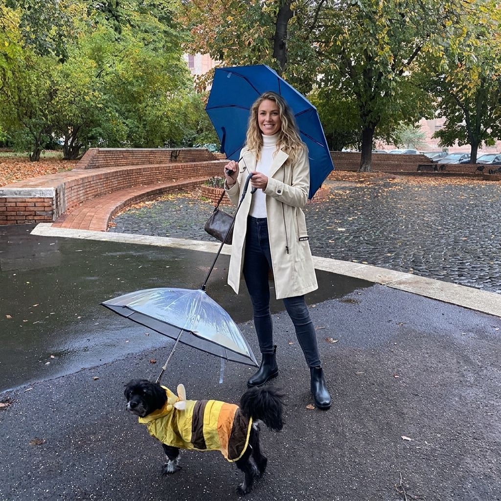 C-Handle Pet Umbrella with Leash Hook – Hands-Free Transparent Rain Protection view 11