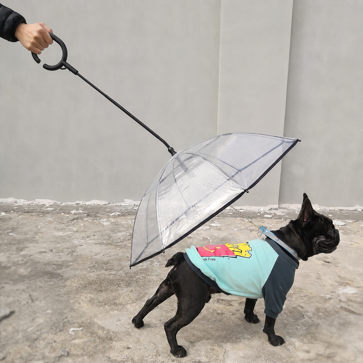 C-Handle Pet Umbrella with Leash Hook – Hands-Free Transparent Rain Protection view 13